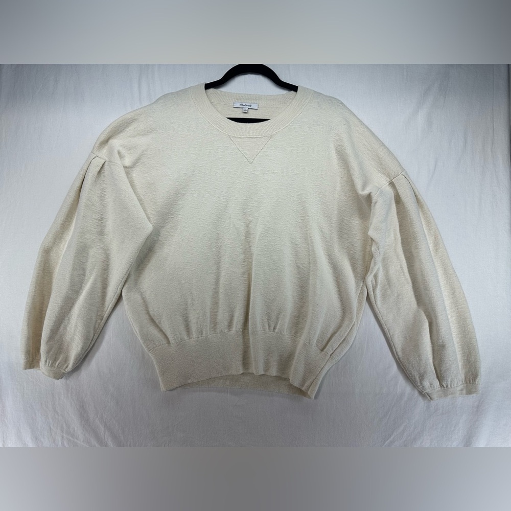 Madewell Sweatshirt Cream Knit Balloon Sleeve Crew Neck Womens‎ Size XL